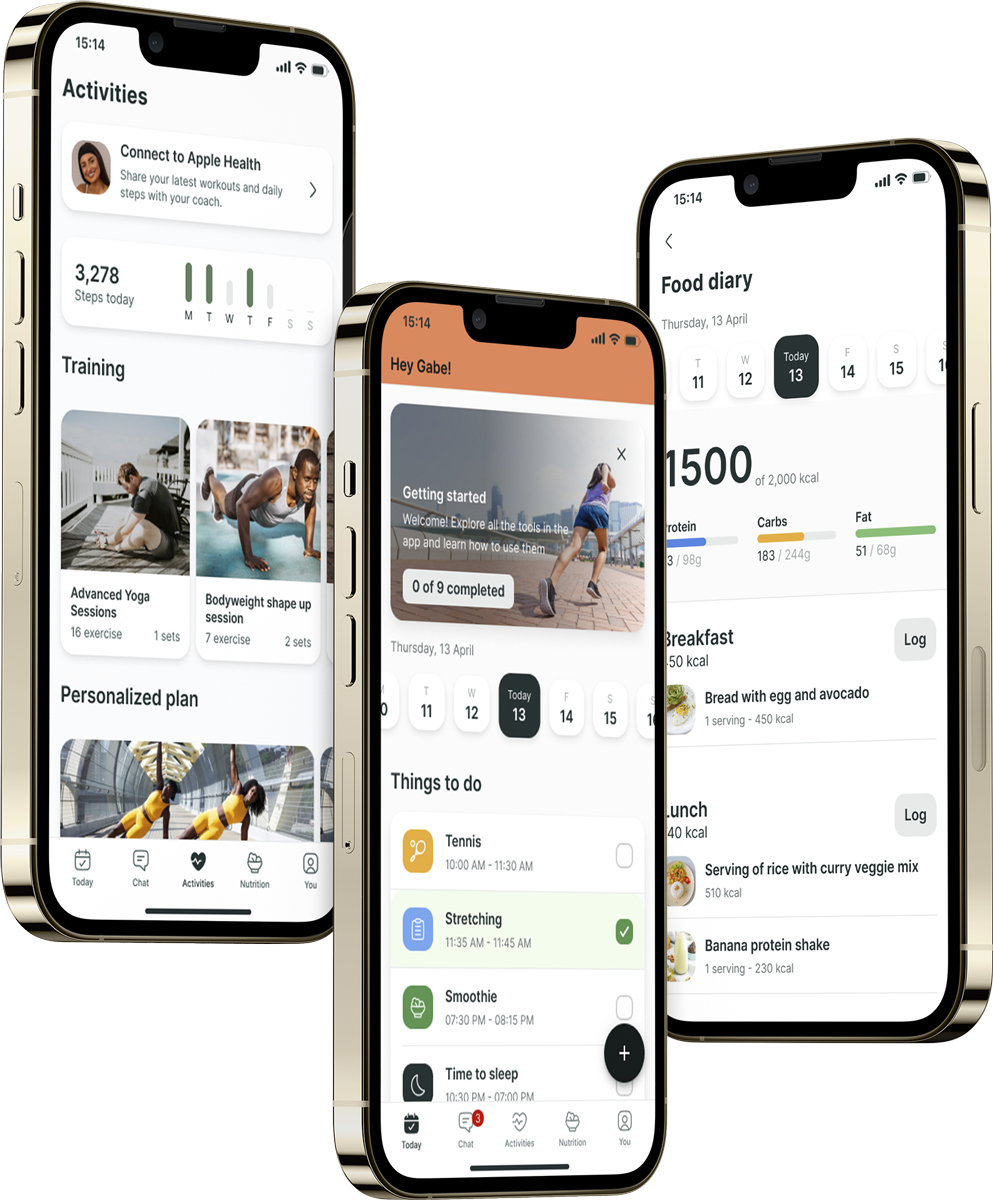 A mockup of the coaching app showcasing the features.